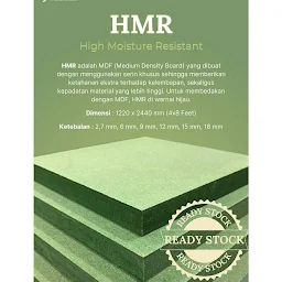 MDF / HMR anti air 12 mm Hijau HMR Waterproof Kwalitas Export